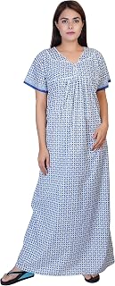 Himanshu Handloom Women's Cotton Block Print Maxi Nighty Price In India