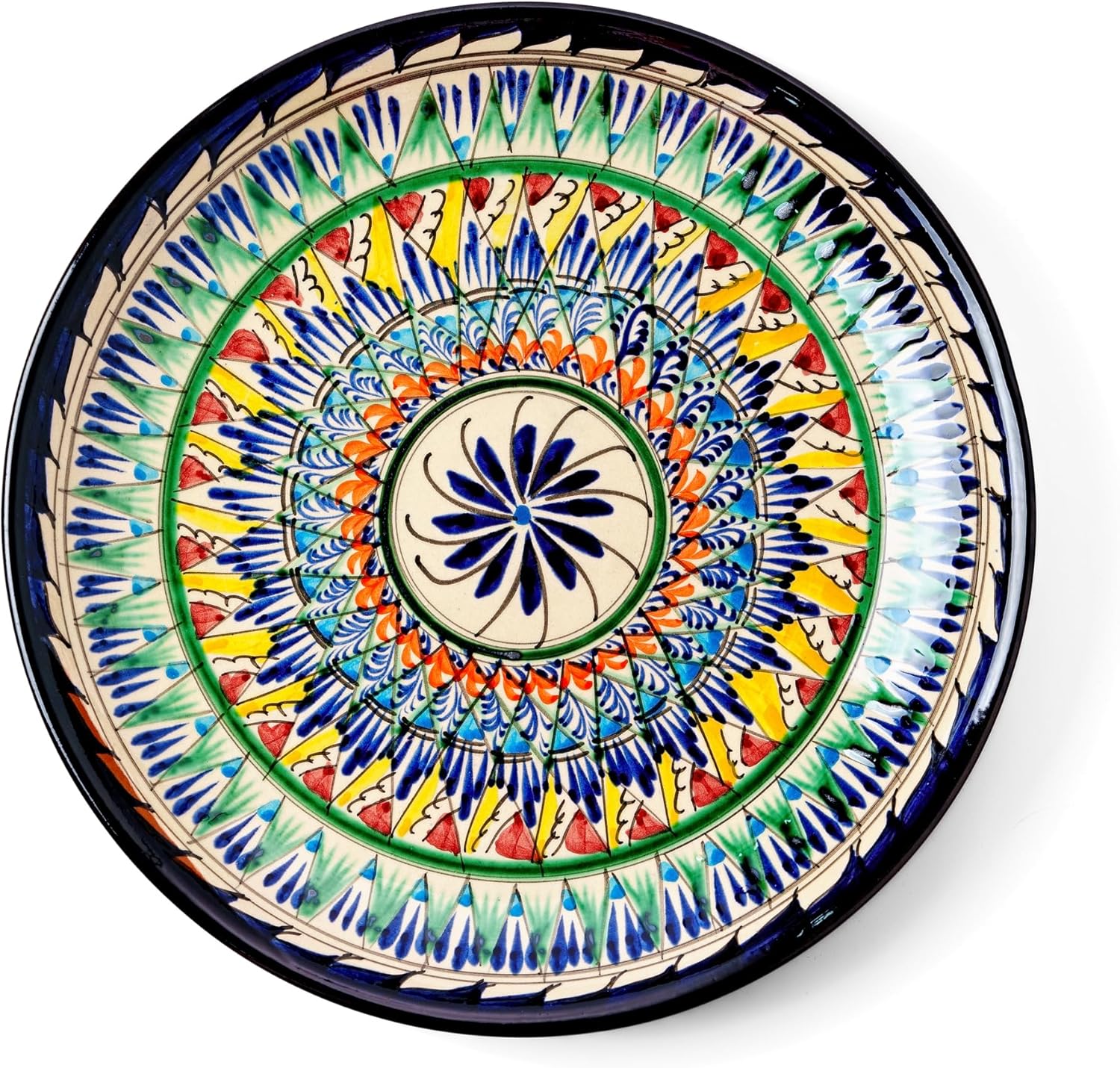 Deep Multicolor Handmade Uzbek Plate Lagan 9 Inches Uzbekistan Decorative Uzbek Wall Art