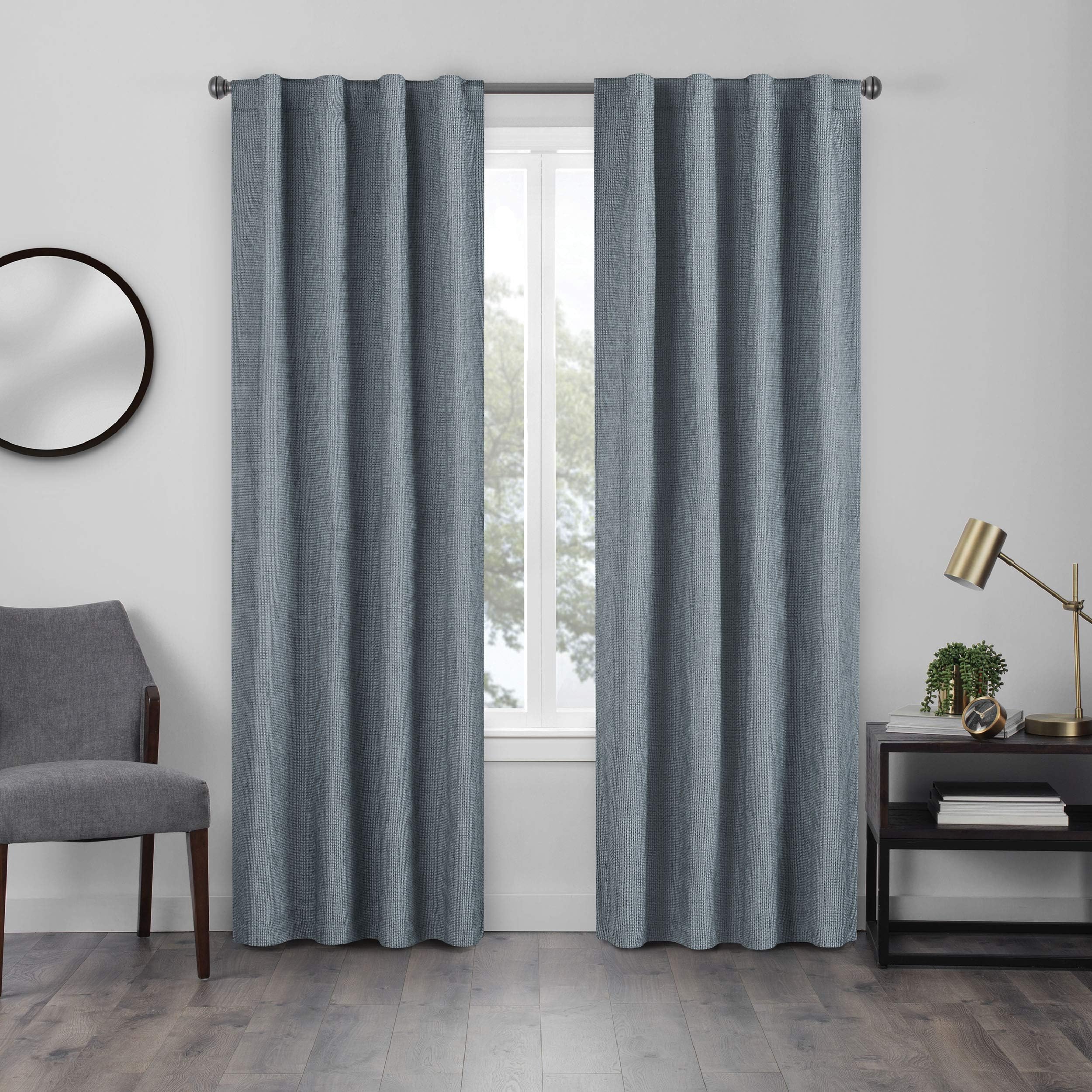 ECLIPSE Jolie (Walken) Rod Pocket Curtains for Bedroom, Single Panel, 40 x 108, Ocean