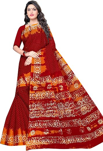 TAMAIRA FASHION Women's Plain Weave Pure Cotton Saree Without Blouse Piece