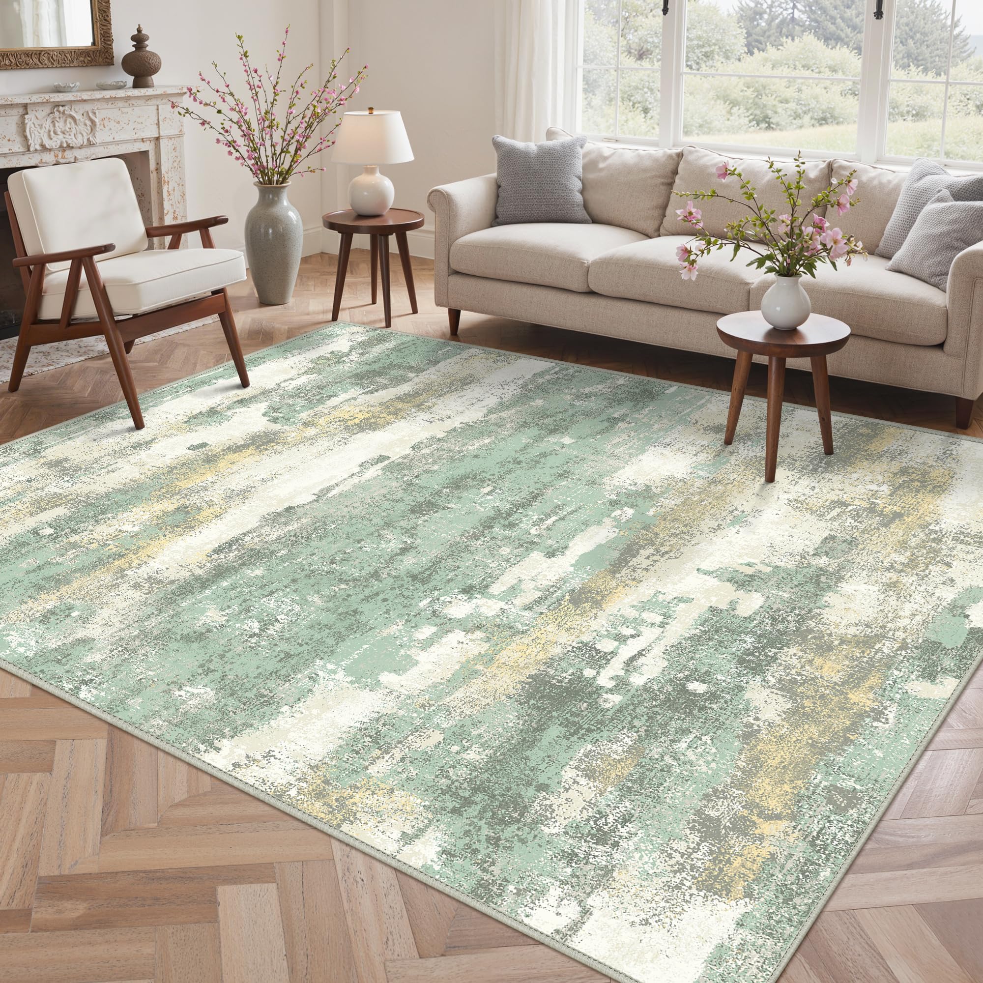 BEIMO Waschbarer Teppich Wohnzimmer, Abstrakt Design Teppich Schlafzimmer Kurzflor, Groß Teppiche rutschfest Weiche für Badezimmer Esszimmer Flur