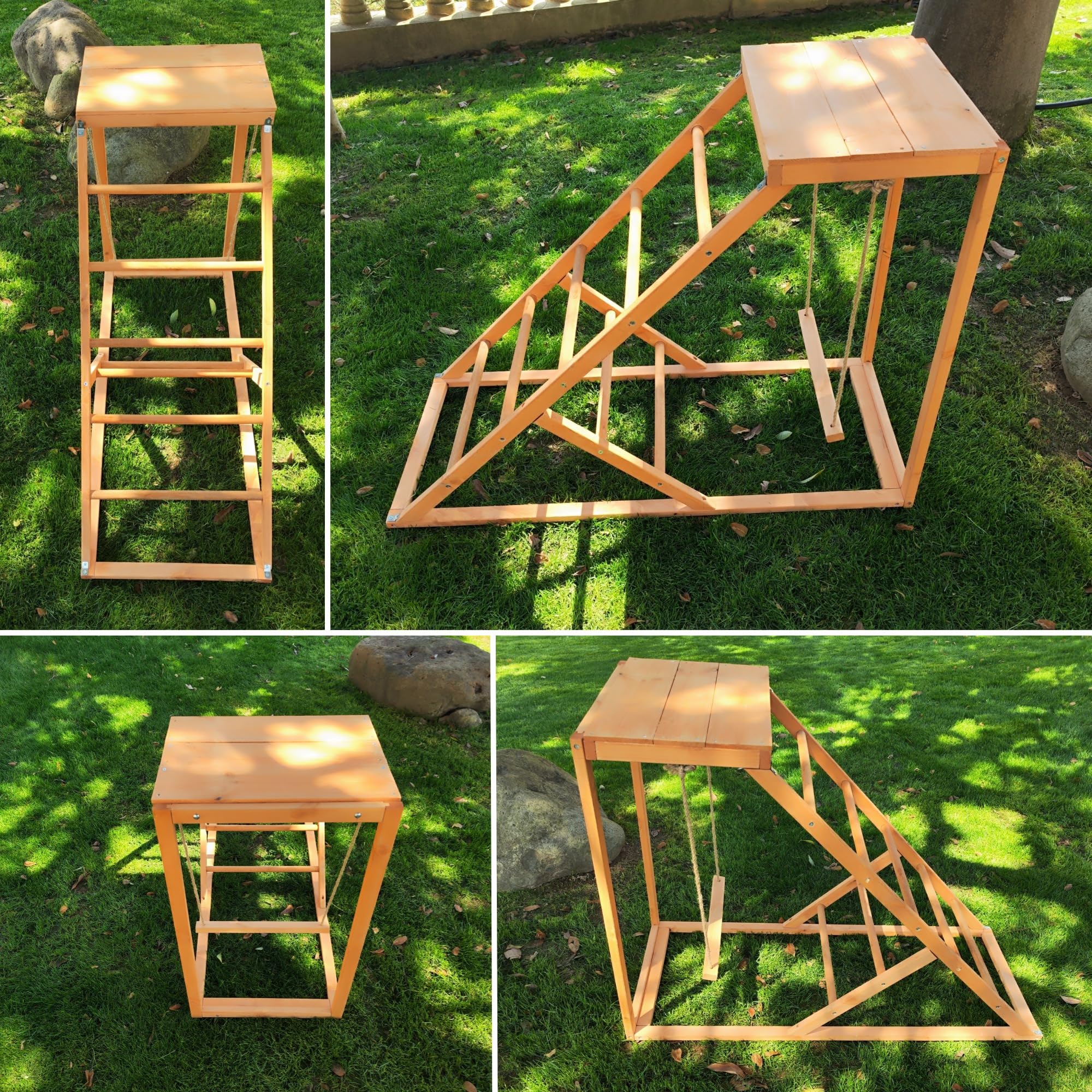 Kecreque Chicken Roosting Bars with Bird Swing, Ramp, Bars Toys for Pet's Health & Happy, Chicken Perch Easy to Clean, Exercise The Bird's Claws Suitable for Backyard Farms 38.11 X 15.75 X 27.95 (A)