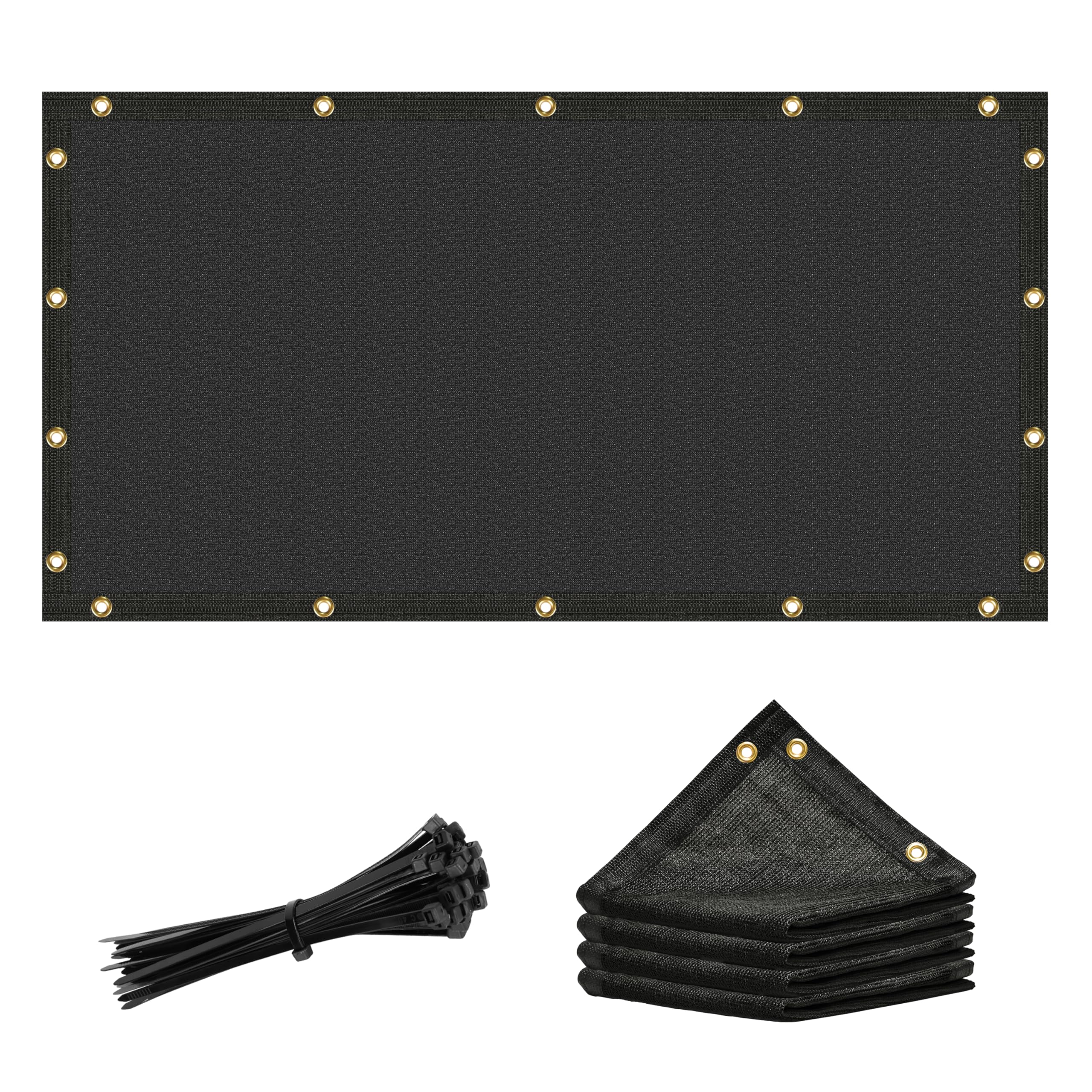 Amgo 6' x 3' Black Shade Cloth with Grommets - 90% Sunblock, Durable Mesh Fabric Tarp for Dog Kennel Cover, Greenhouse, Fence Privacy Screen, Chicken Coop & Pet Playpen (We Make Custom Size)