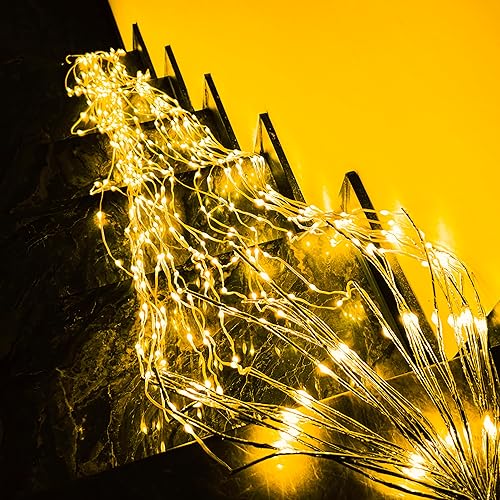 Miniatura 6 de Luces para cortina, luces de hadas en cascada, luz colgante decorativa para ventana, 4 pies, 300 LED, impermeable, para exteriores, patio, valla,