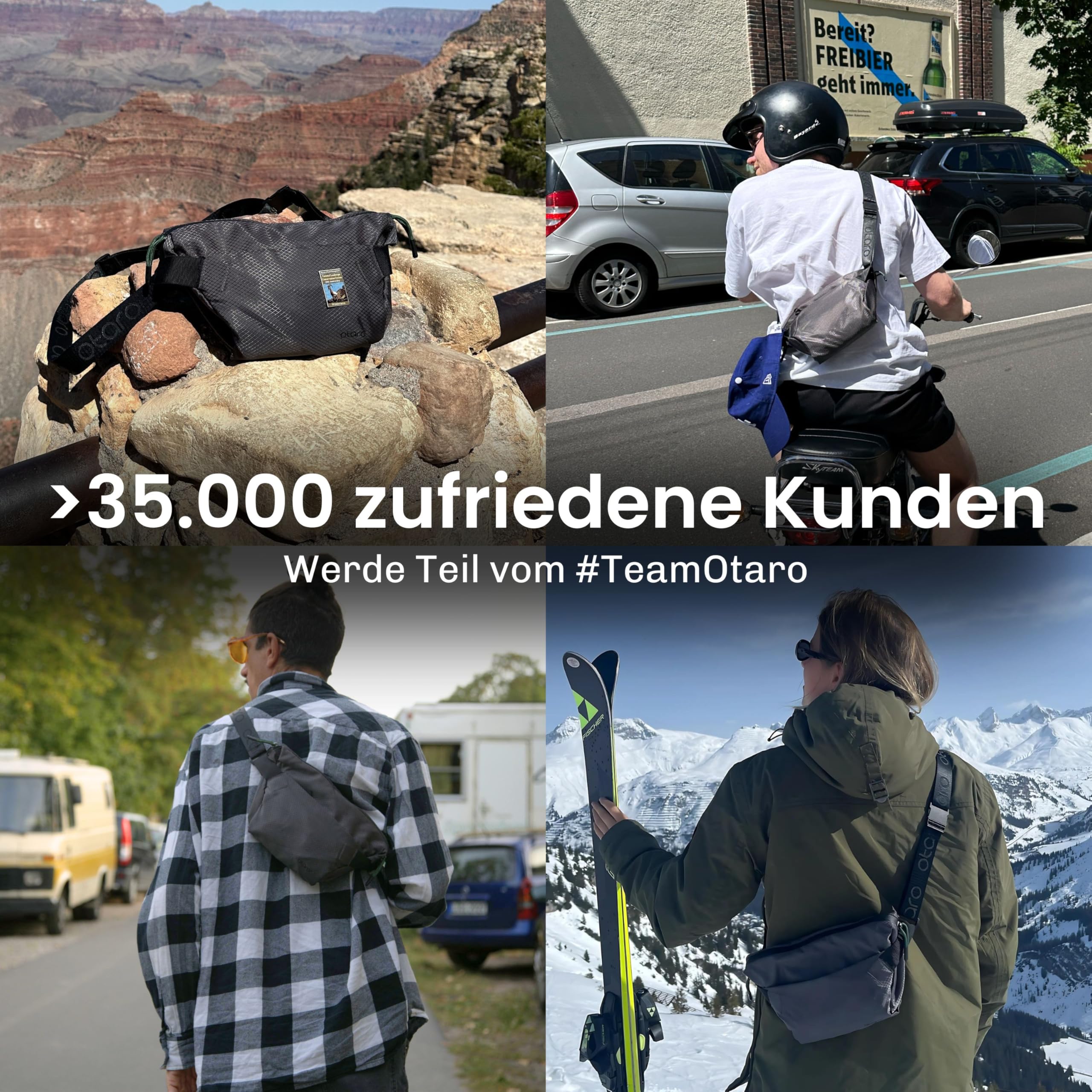 OTARO Bauchtasche Damen & Herren (grau) mit Thermo-Handyfach & Anti-Rutsch-Gurt | Gürteltasche Hüfttasche Brusttasche | Wasserabweisend, erweiterbar, viele Fächer | Langlebig für Alltag & Reisen