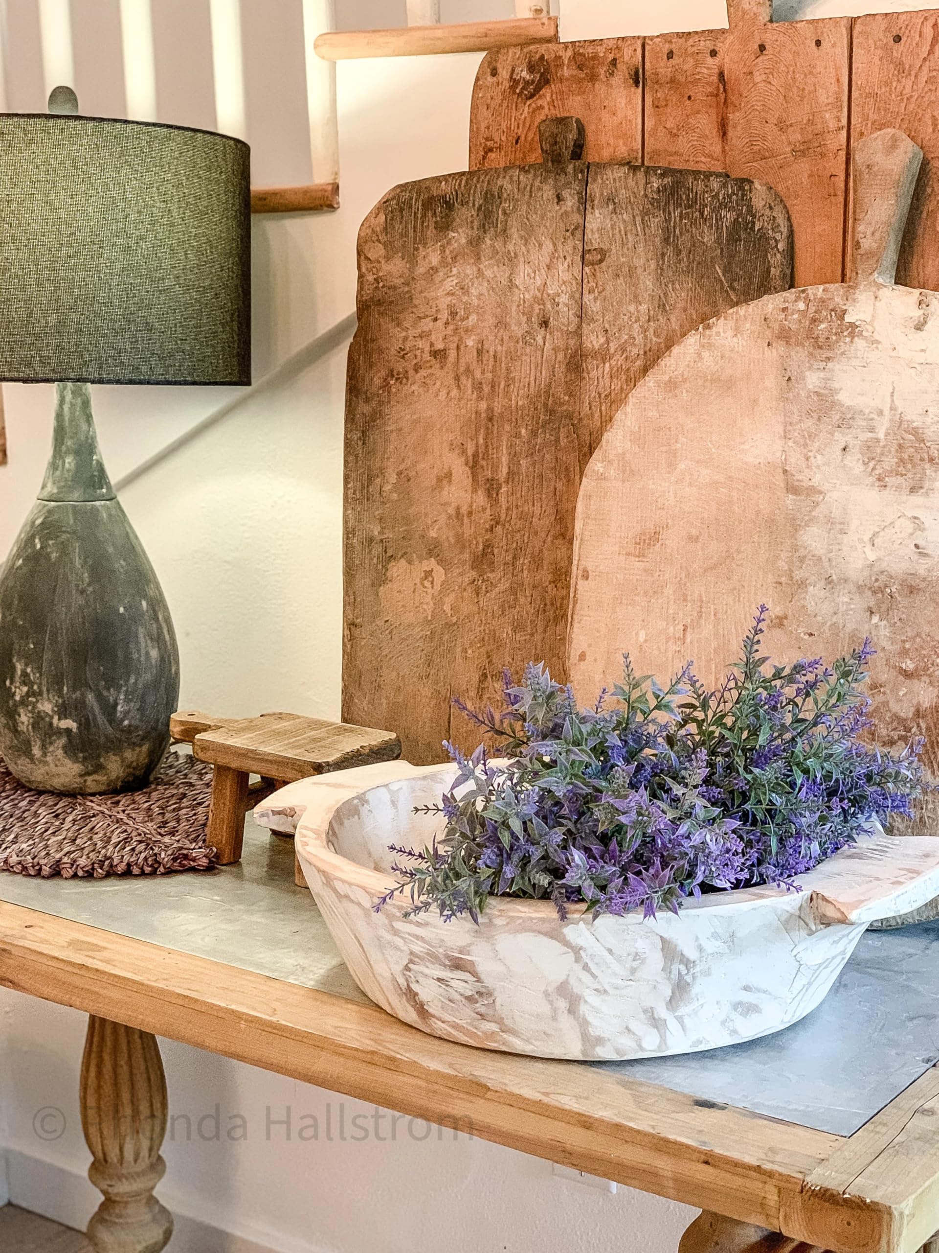 Antike Vintage wunderschön handgefertigte kreative große weiße Holz-Teigschale mit Griffen, Holz im alten indischen Stil, sieht absolut schön aus mit Ihrer Kücheneinstellung für Pommes Frites