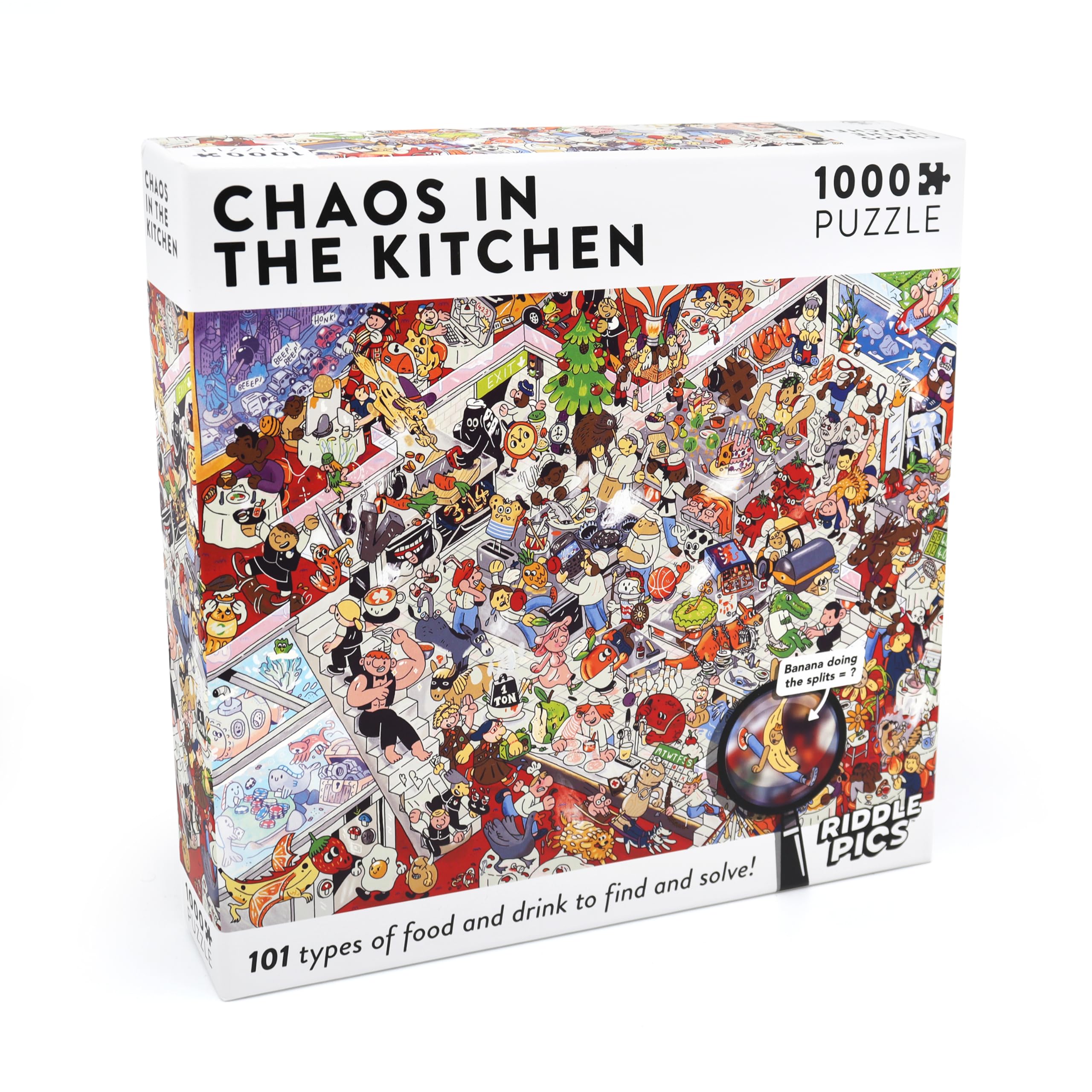 Chaos in the Kitchen: Jigsaw Puzzle with 101 Hidden Food and Drinks to Discover, for Food Lovers and Perfect as a Gift