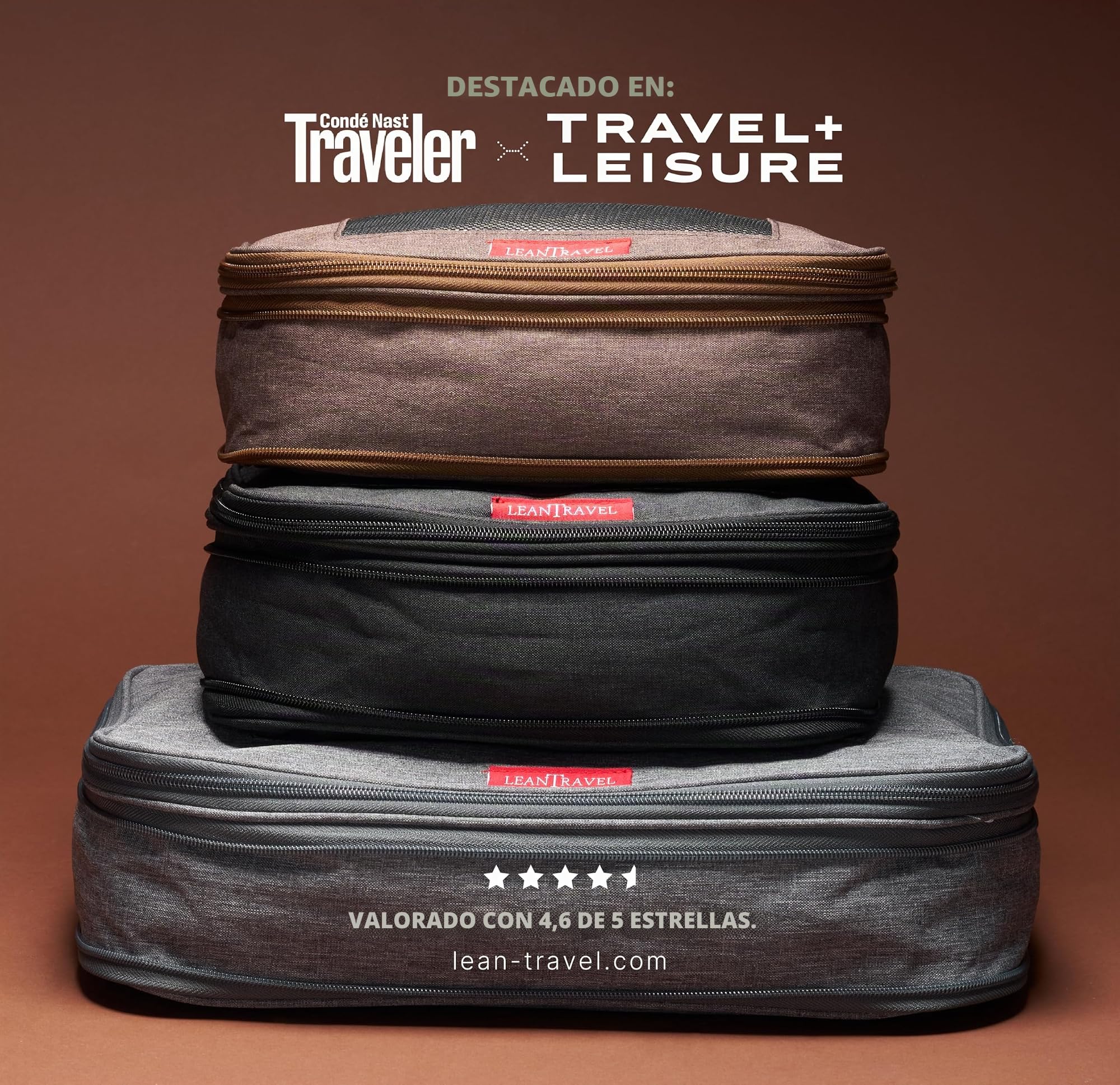 LeanTravel Juego de 6 organizadores de equipaje de compresión para equipaje, color gris