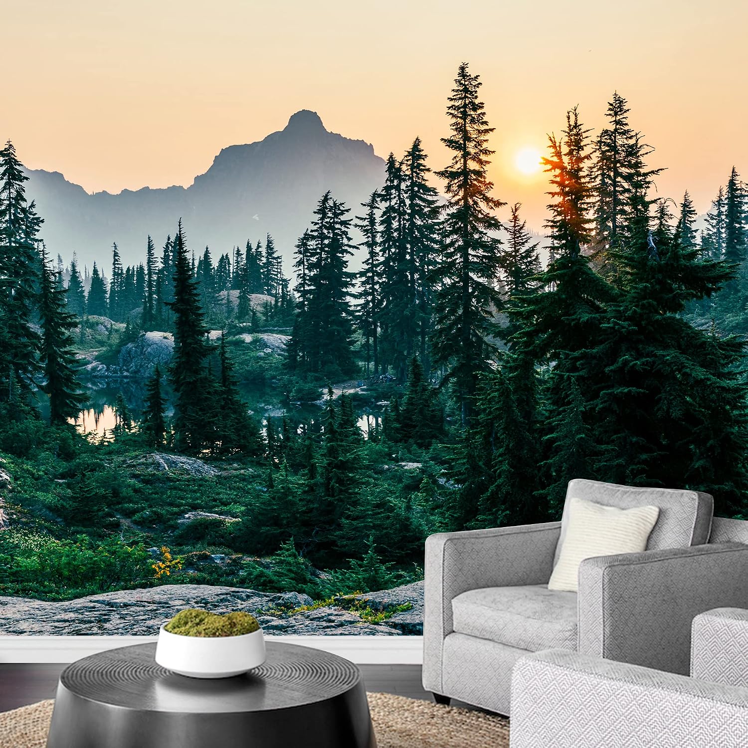 SIGNFORD Wall Mural Forest Removable Wallpaper Wall Sticker for Bedroom Living Room - 100x144 inches