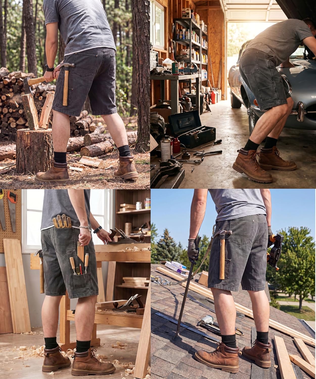 Vcansion Men's Relaxed Classic Cargo Work Shorts Outdoor Multi-Pockets Canvas Utility Shorts