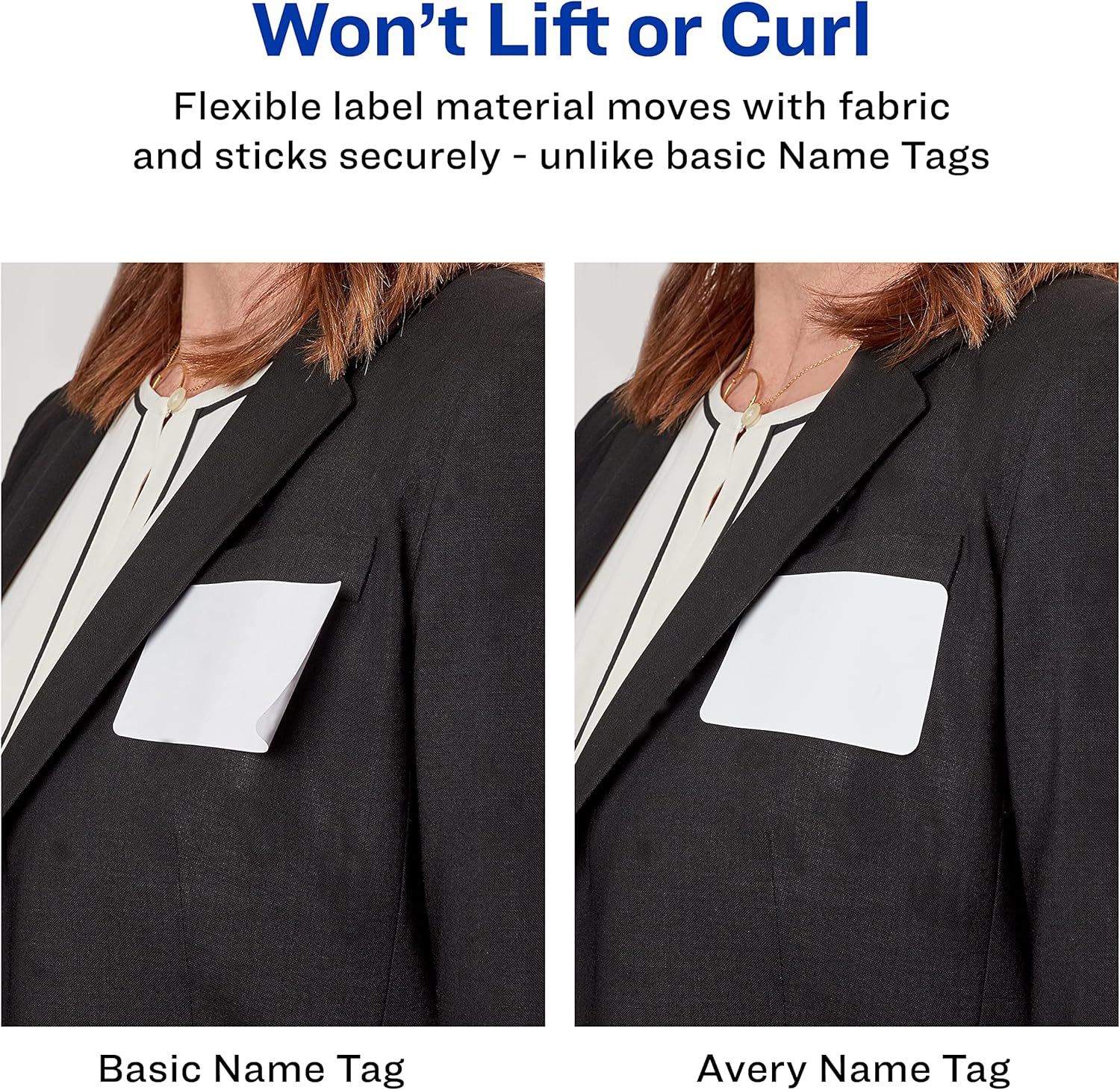 Avery Flexible Name Badges for Laser and Inkjet Printers, 3-3/8" x 2-1/3", Matte White, Rectangle, 400 Pack (5395)