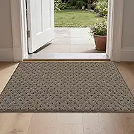 BEQHAUSE Dirt Trapper Door Mat Non-Slip Entryway Rugs Stain Resistant Absorbent Dog Doormats Woven-Look Washable Welcome Floor Doormat for Front Back Door, Dirty Wet Shoes & Paws, 24" x 36", Brown