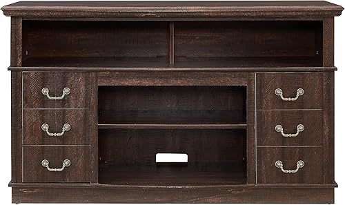 Miniatura 4 de DSHADE Soporte de TV de granja, soporte de TV de 55 pulgadas, armario de almacenamiento con 4 estantes de almacenamiento abiertos y TV de hasta 65