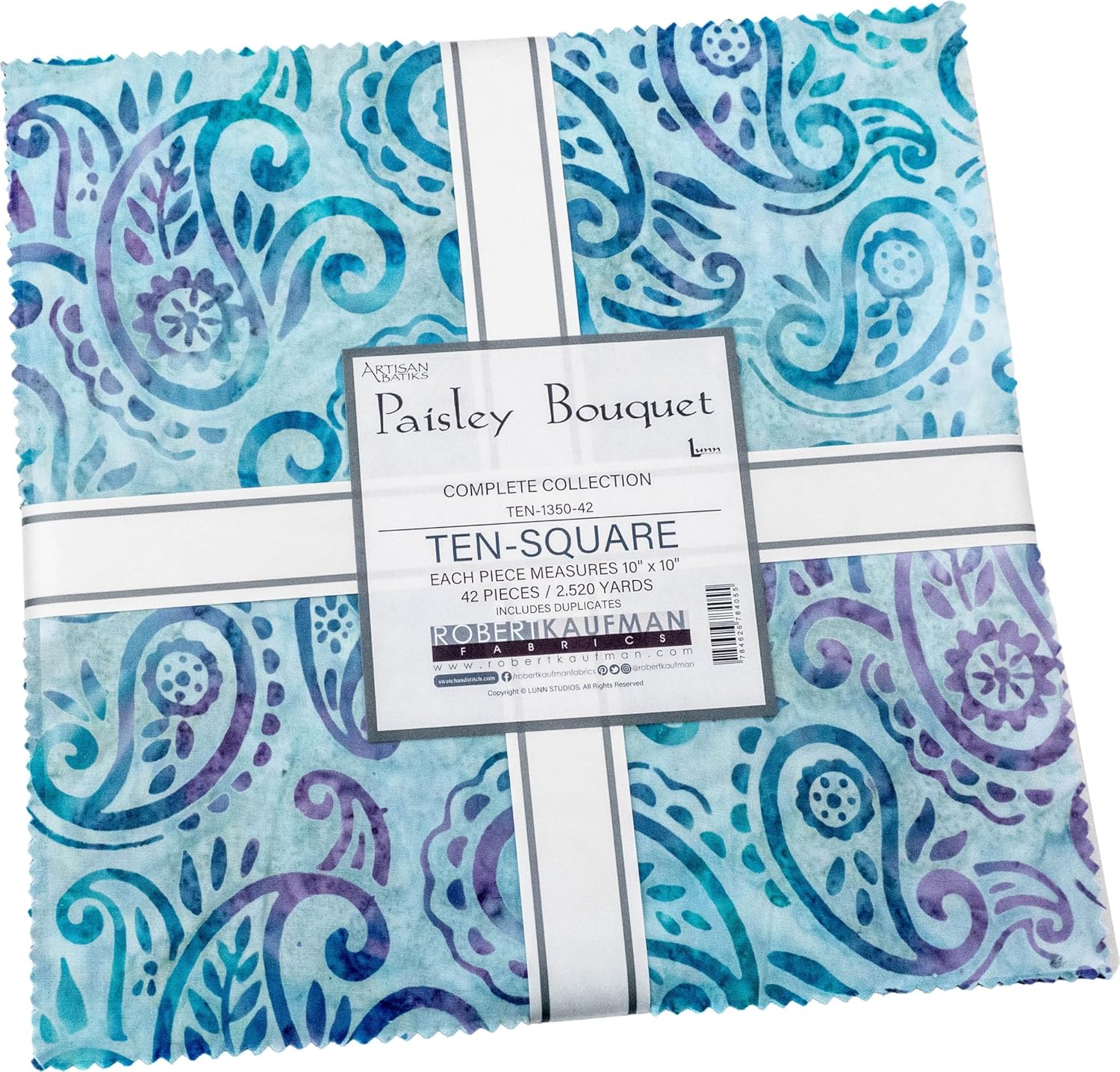 Lunn Studios Artisan Batiks Paisley Bouquet Ten Square 42 10-inch Squares Robert Kaufman TEN-1350-42