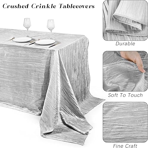Miniatura 3 de TURSTIN Paquete de 2 manteles rectangulares de tafetán arrugado de 58 x 102 pulgadas, manteles de tafetán arrugado para decoración de mesa de