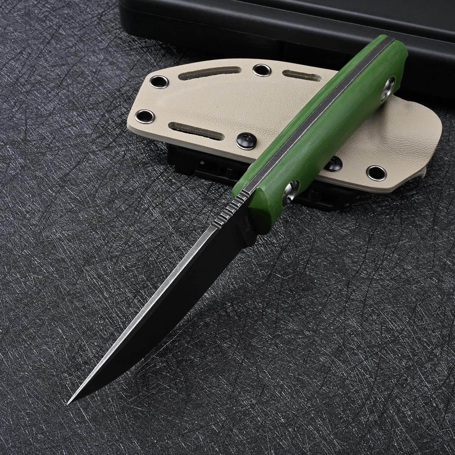 Knives Tactical Fixed Blade Knife Survival Knife with Sheath Made of DC53 Steel Perfect EDC Hunting Knife with G10 Handle for Men EDC Camping Outdoor (Black+Green)