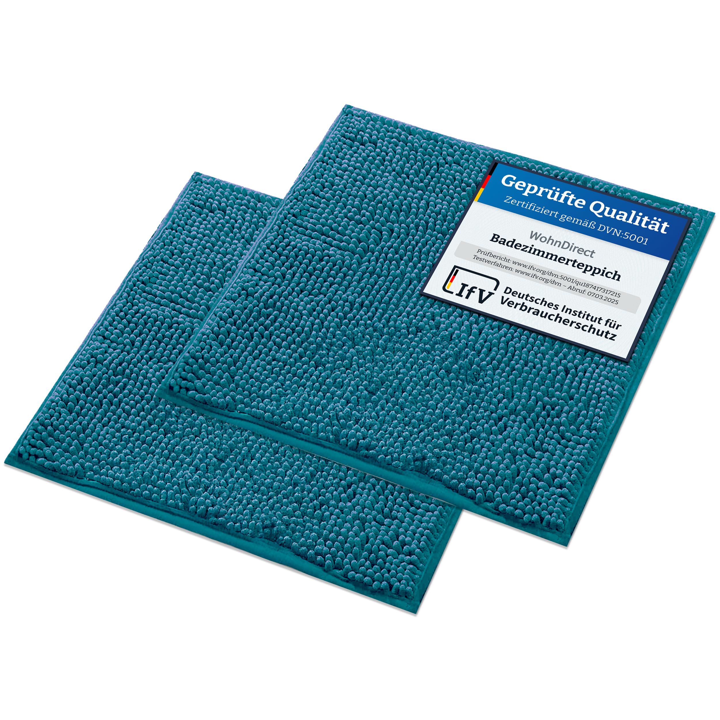 WohnDirect Bath mat set 2-piece Petrol • Toilet seat (45x45