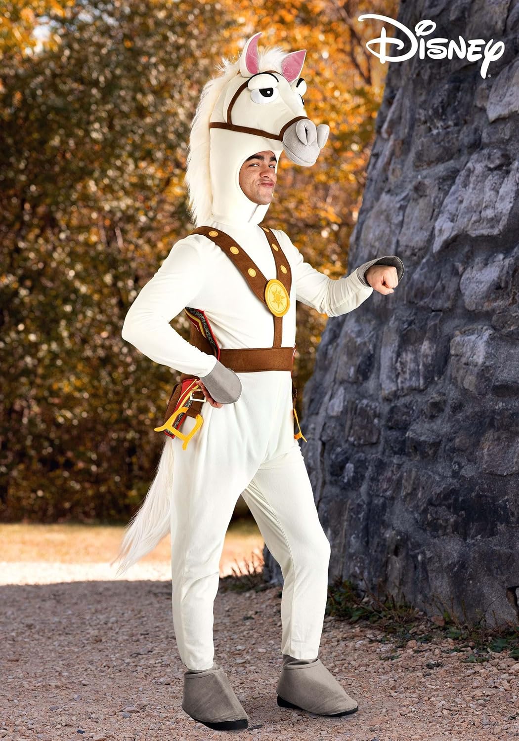 Tangled Maximus Costume | Officially Licensed Disney Adult Horse Jumpsuit with Tail and Saddle Accessory