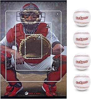 GoSports Pitch N' Stick Kids Baseball Pitching Game - Choose Between Wall Poster Game Set or 4 Replacement Sticky Ball Baseballs