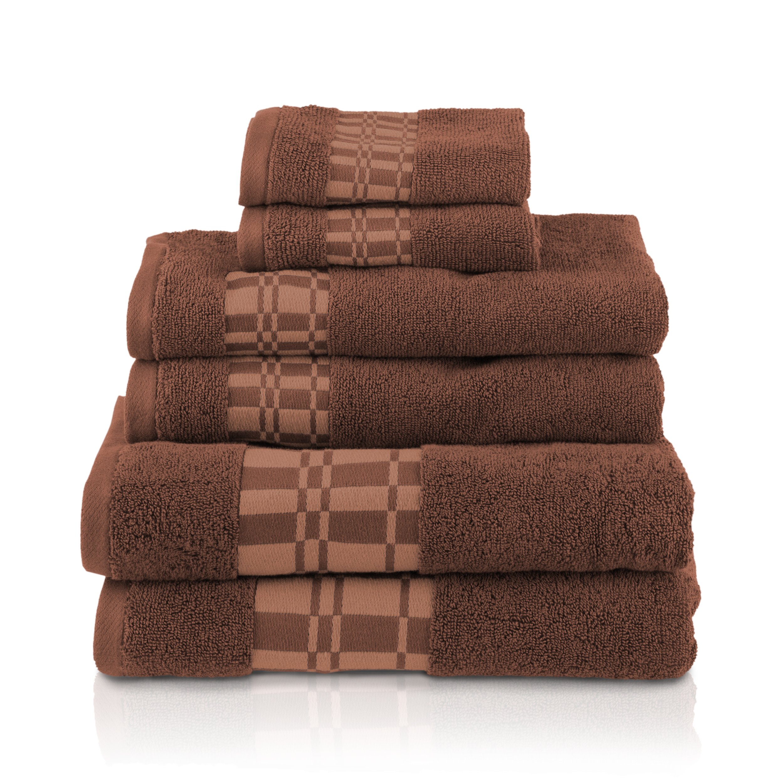 Superior Athens Larissa Luxury Bath Bathroom Decor Household Items Dorm Room Essentials Towel Set, 6 PC, Chocolate