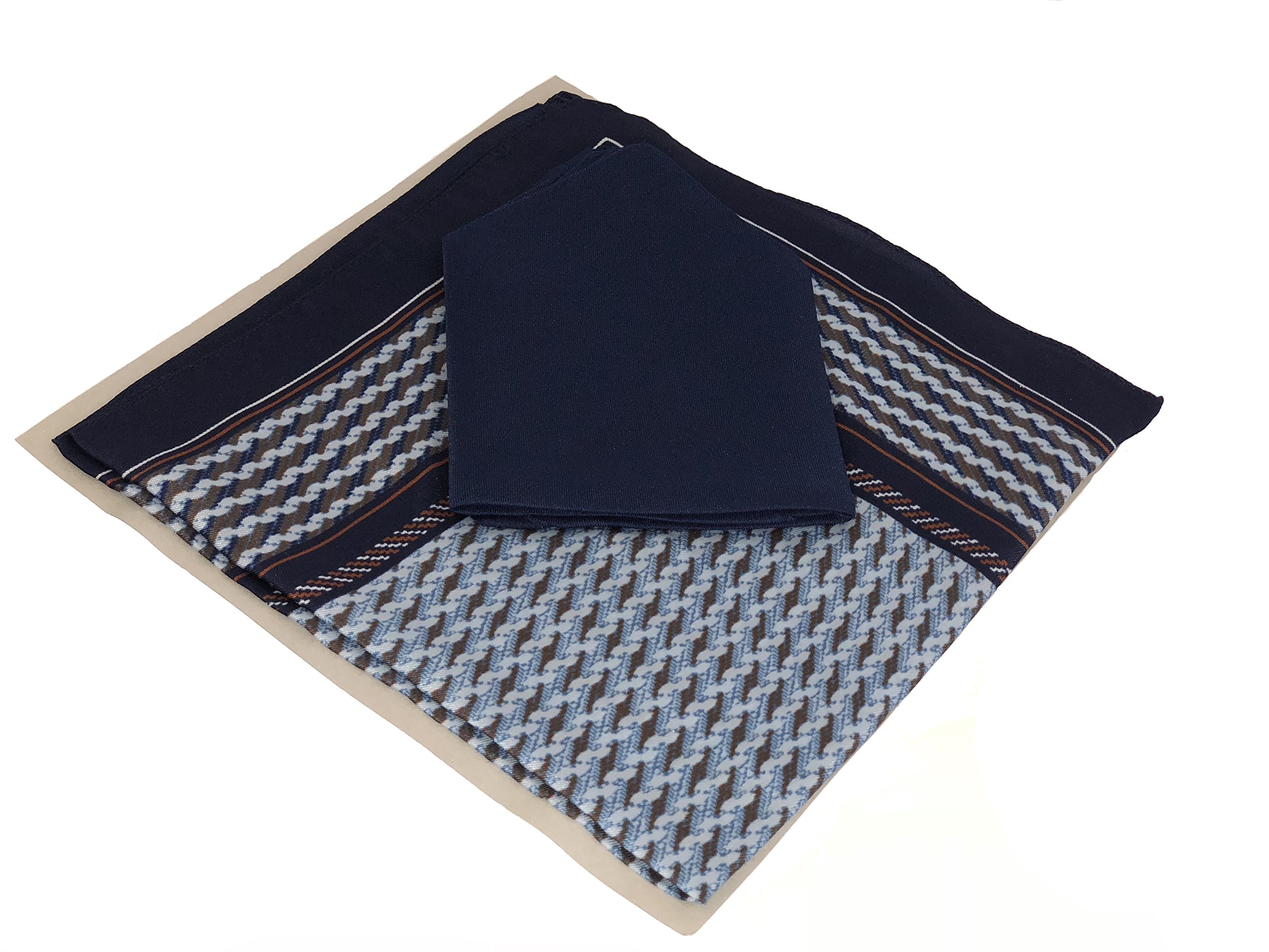 2 Sets Men's Handkerchiefs(OneSolid & One Pattern Set) Pack of 2