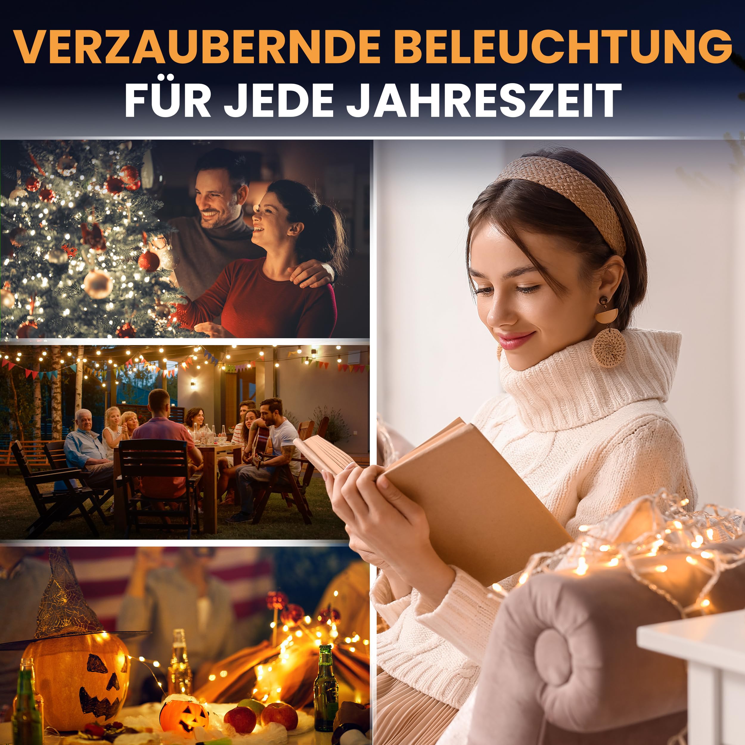 Gartenpirat Eisregen LED Lichterkette 24 m 960 LED kaltweiß Weihnachtsbeleuchtung Timer außen innen