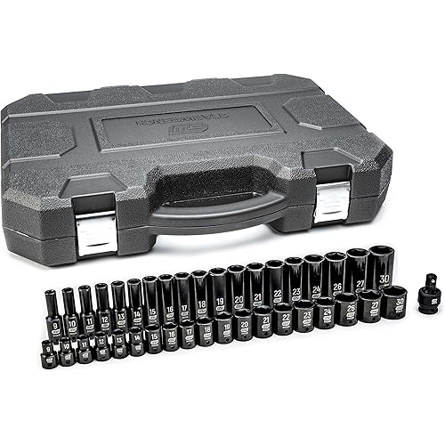 GEARWRENCH 39 Piece 1/2inch Drive 6 Point Impact Socket Set, Standard & Deep, Metric - 84948N