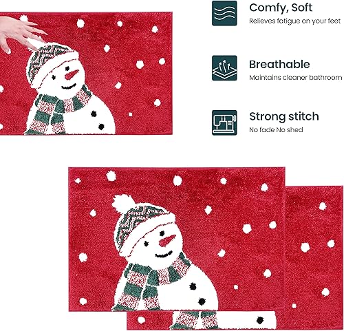 Miniatura 7 de Alfombra de baño de Navidad con parte trasera antideslizante, decoración del hogar, microfibra súper suave y absorbente, alfombra de ducha para
