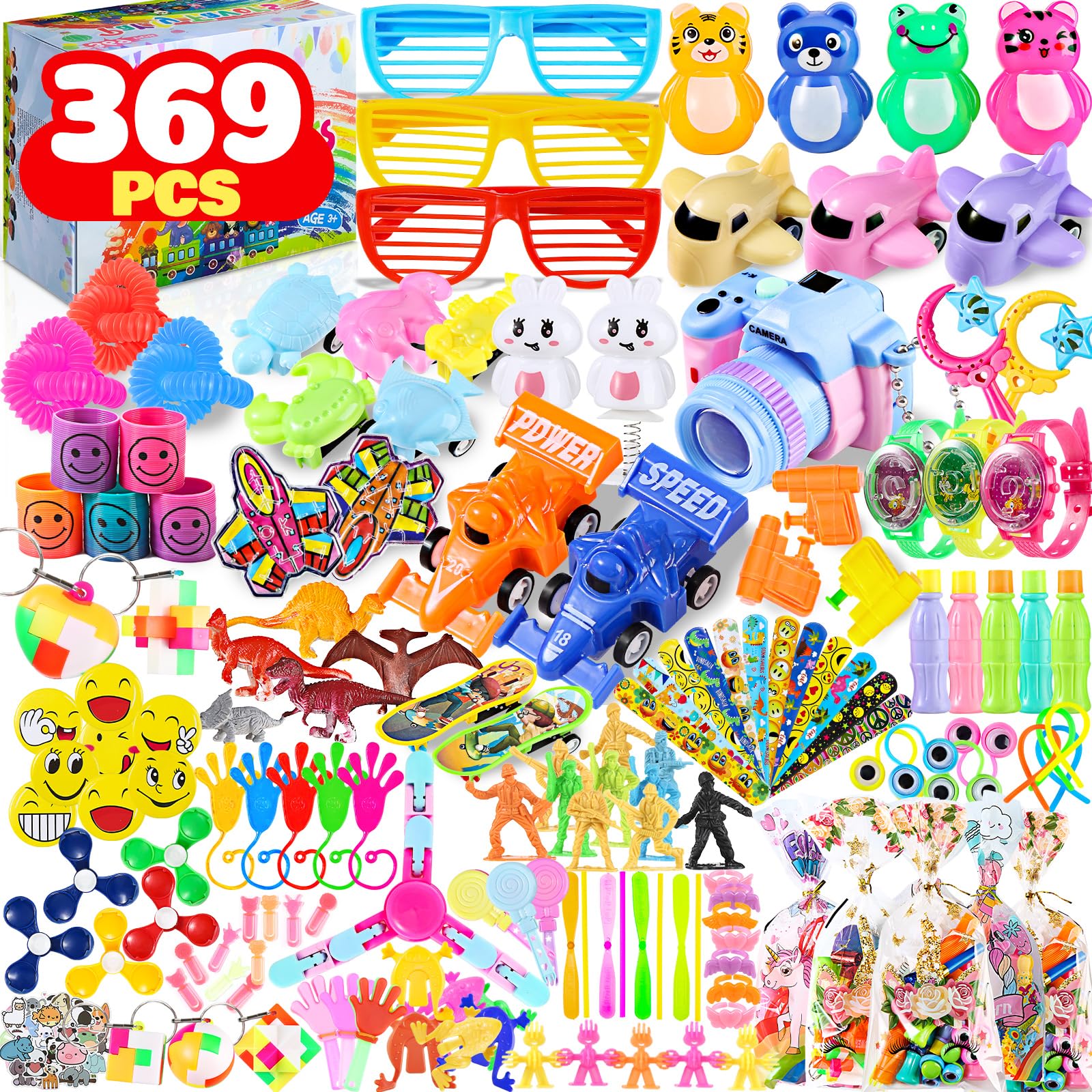 369PCS Party Favors for Kids 4-8 8-12, Classroom Treasure Box Bulk Prizes Reward, Goodie Bag Stuffers for Carnival Prizes Birthday Gifts, Pinata Fillers, Stocking Stuffers,Bulk Autism Sensory Toys