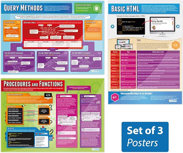 Programming Posters Set Of 3 Computer Science Posters Laminated Gloss ...