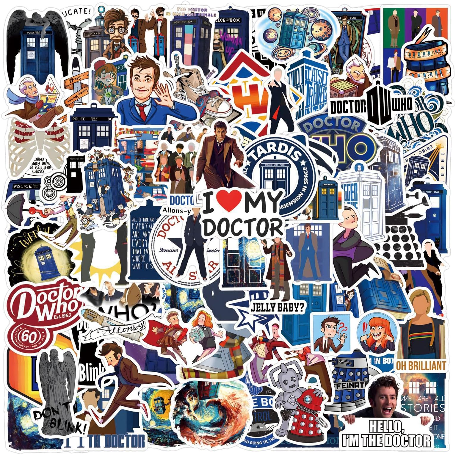 Doctor Who Stickers 110pcs Decals for Laptops Water Bottles Toys and Gifts for Teens,Girls,Perfect for Laptop,Phone,Skateboard,Travel| Extra Durable Vinyl (DR100)