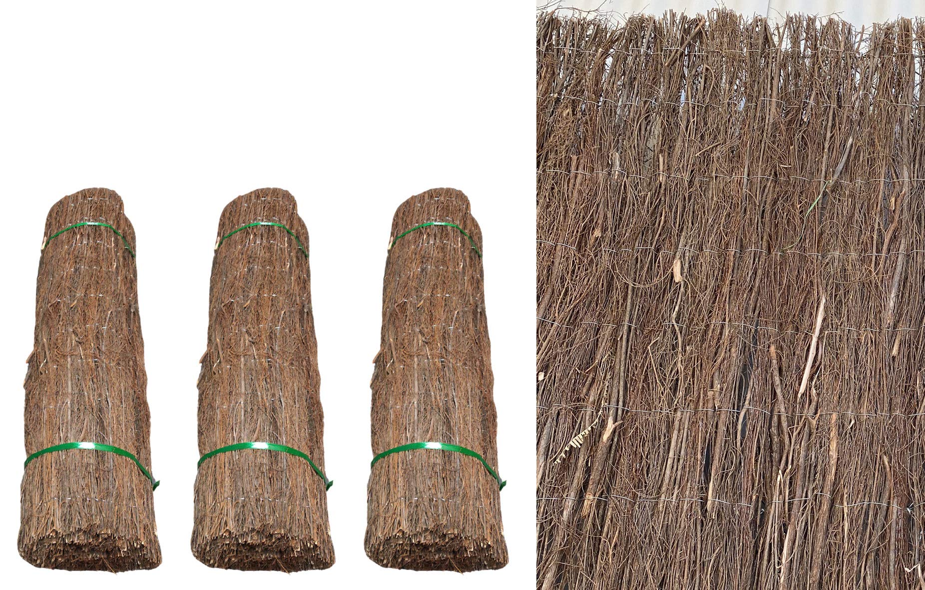 ADO - Rollo Brezo Ecológico Oscuro | Ocultación Total Jardín y Balcón | Duradero y Resistente | 1m Altura x 3m Longitud, 2800 g/m2. (3- Rollos)