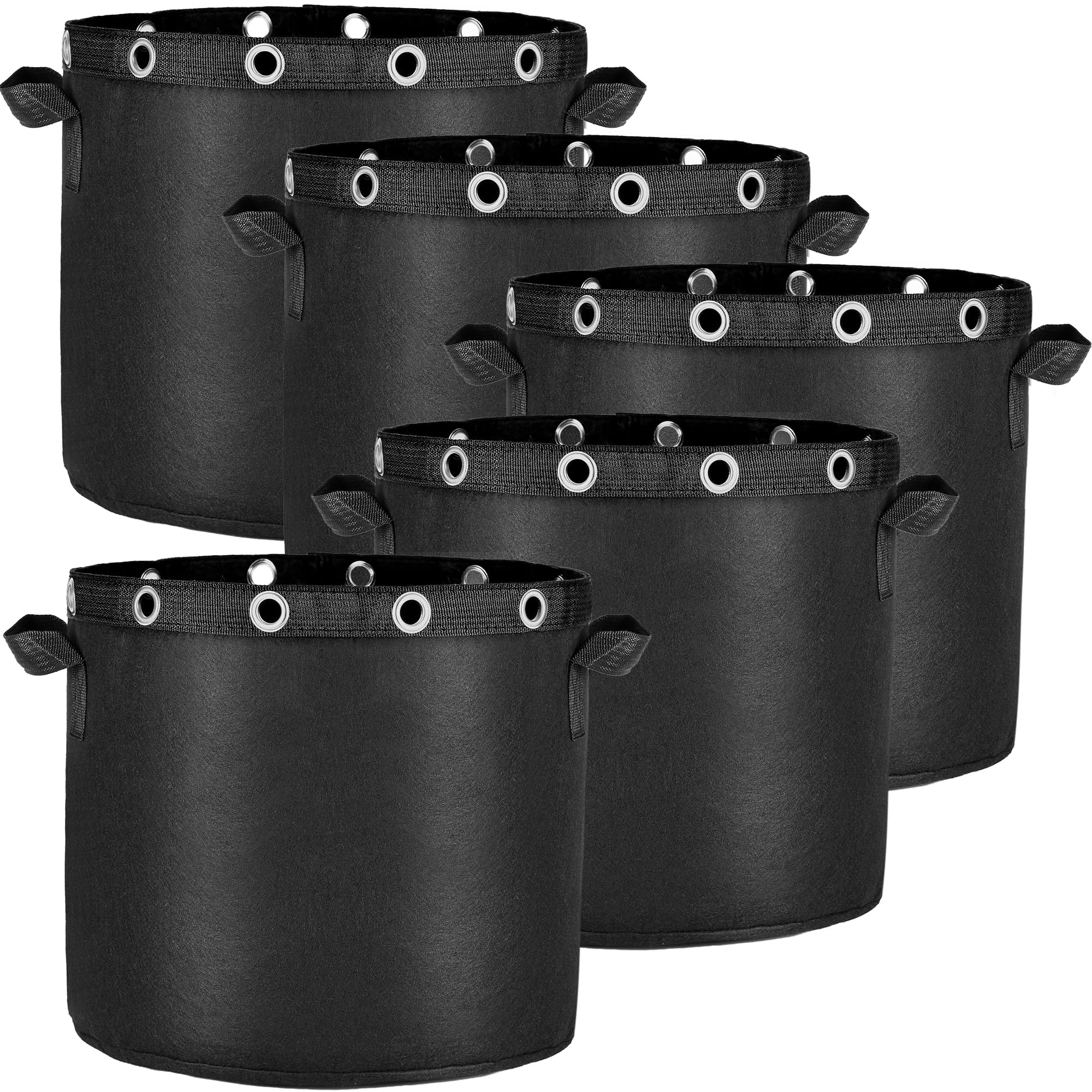 Zouway 5X Pflanzsack 15L aus Vliesstoff, Pflanzsäcke für Niedrigstress Pflanzentraining, Wiederverwendbarer Pflanzkübel, Stofftopf für Balkon Terrasse Gewächshaus & Garten (15L)