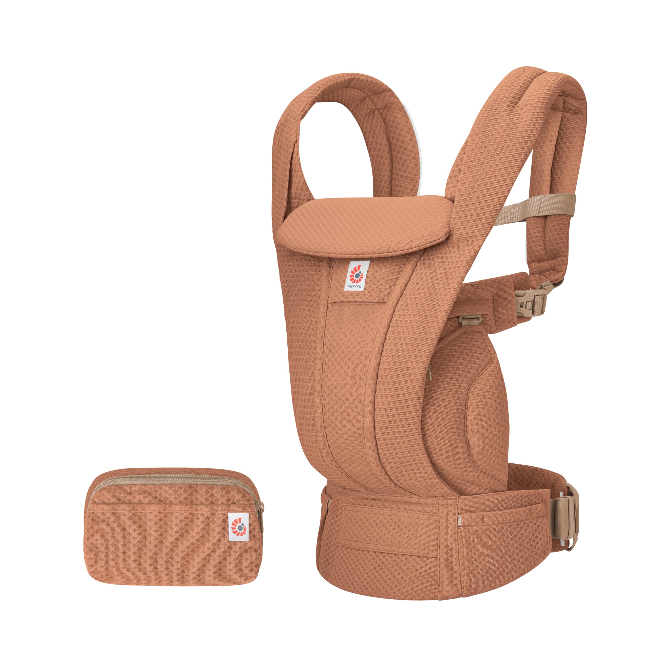 Ergobaby Omni Deluxe with 4 Carry Positions, Breathable Full Mesh Baby Carrier with Enhanced Lumbar Back Support & Airflow, 0-4 Years, Newborn to Toddler, 6 Storage Areas, 3-20 Kgs, Canyon Clay-image-17