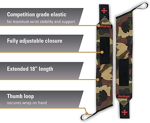 Miniatura 2 de Harbinger Red Line - Muñequeras de levantamiento de pesas de 18 pulgadas para hombres y mujeres (par)