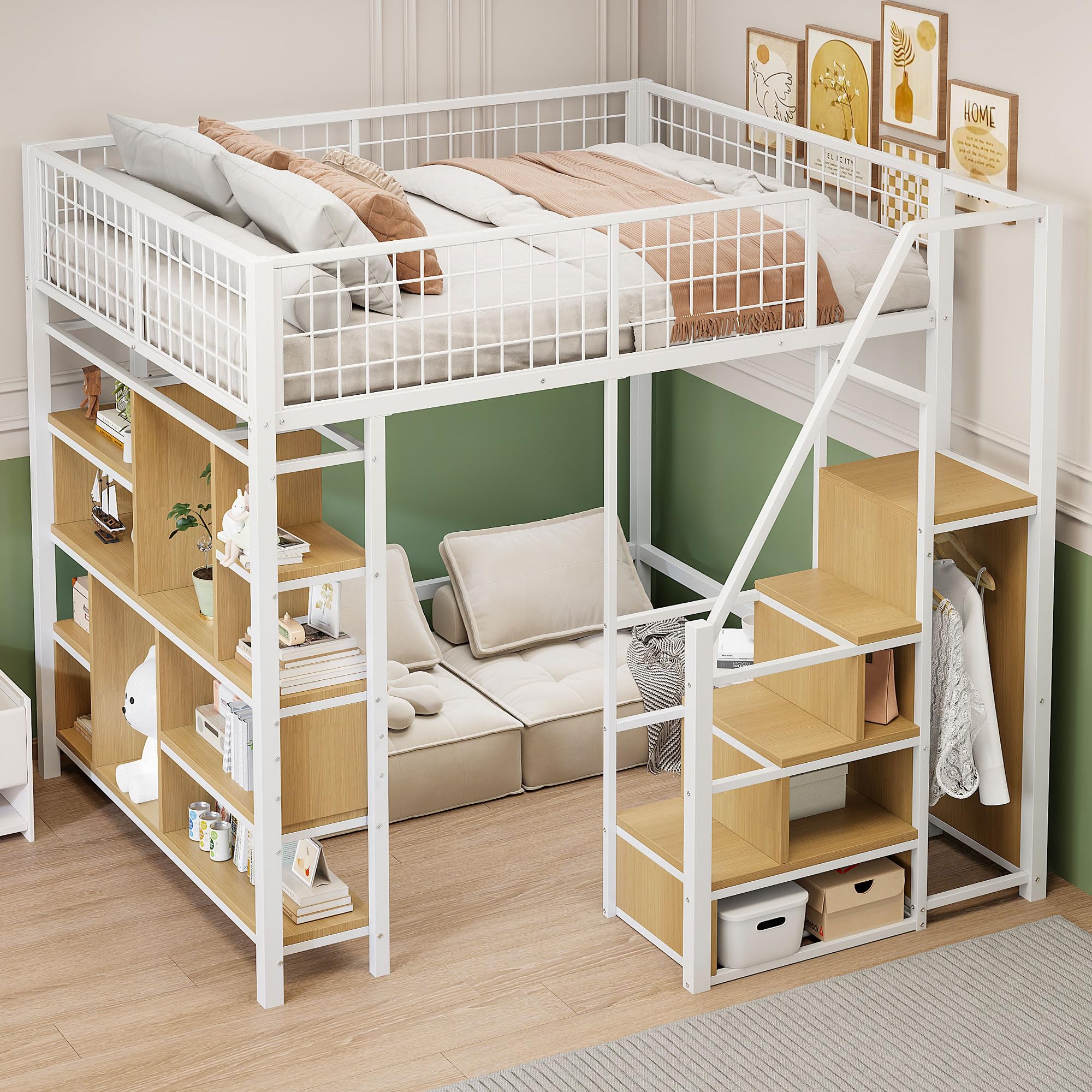 Indrnif Organizer per letto da appendere, robusto comodino, caddy da appendere, letto a soppalco con 2 ganci, per dormitorio, letto, per riporre il letto, per riviste, giocattoli, cellulare