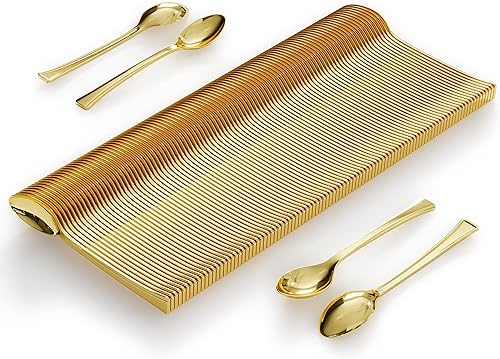 Miniatura 3 de Mini cucharas para postres  Paquete a granel de 4800 mini cucharas de postre doradas  Cucharas desechables de plástico de 4.5 pulgadas  Aspecto de