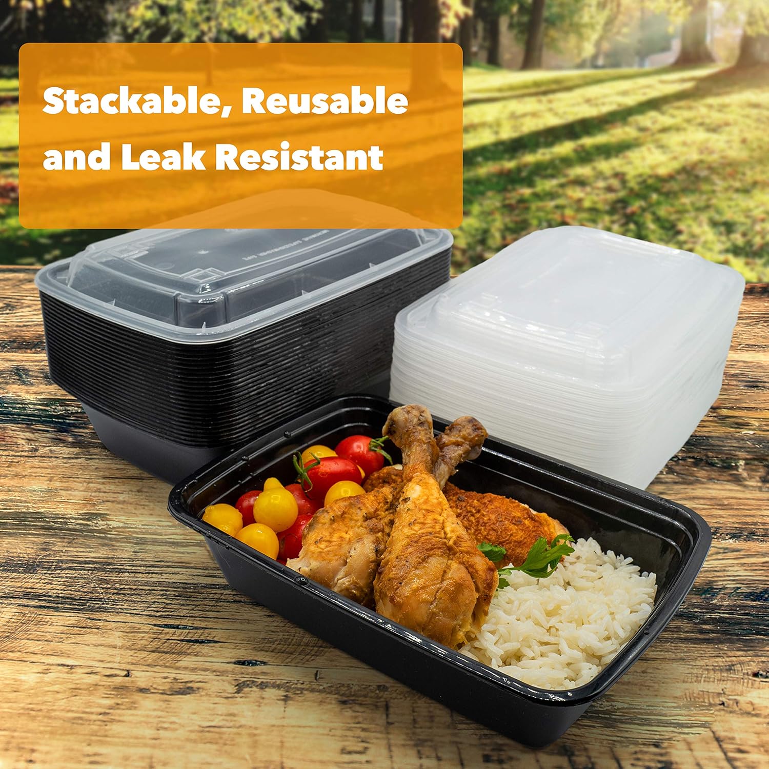 [50 Sets - 38 oz] Meal Prep Containers with Snap Tight Lids - Non-Spill Heavy Duty Food Storage Reusable Freezer Microwavable Dishwasher Safe Plastic Lunch Boxes