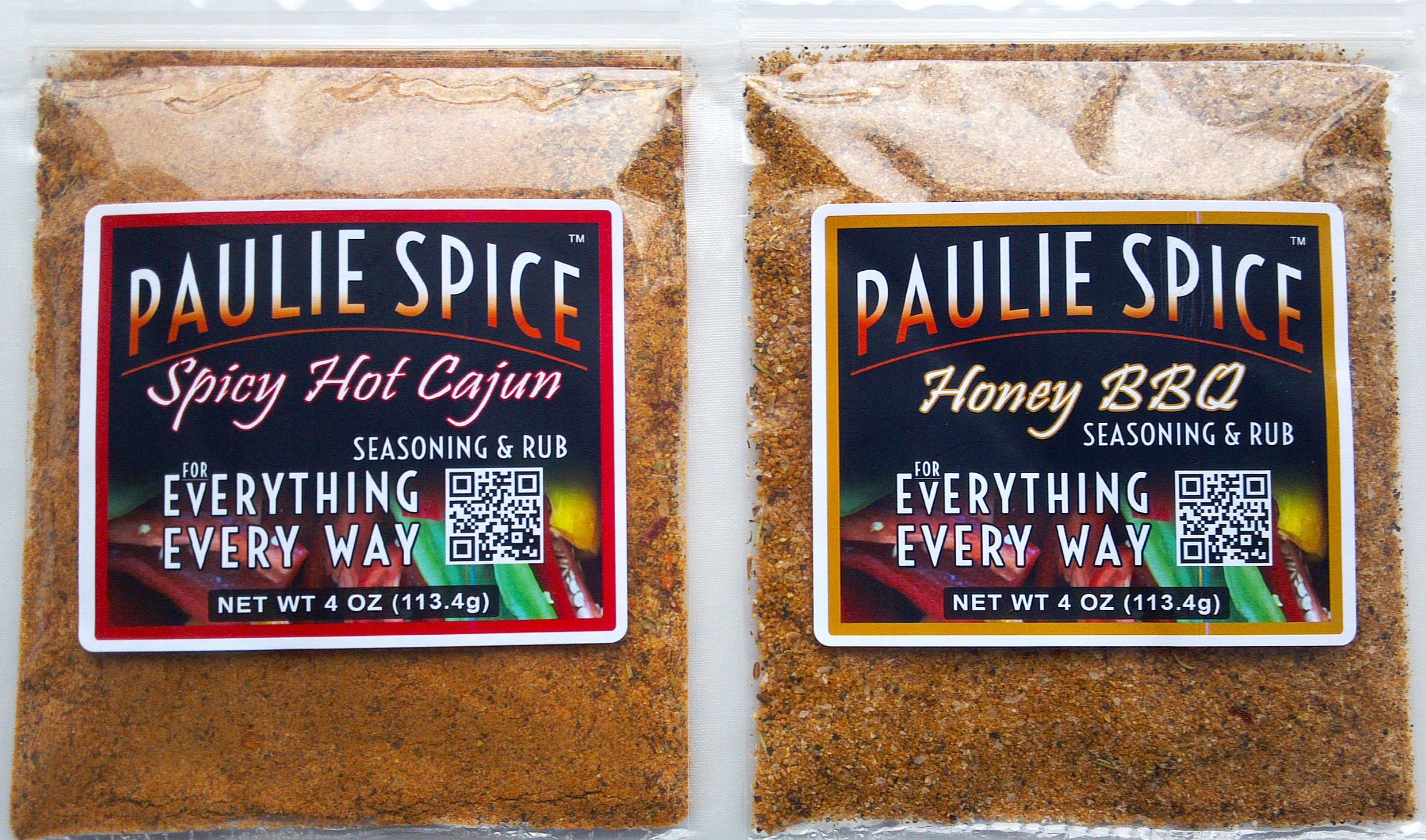 Paulie Spice : BBQ Seasoning and Rub Set (2 Flavors) Sweet Honey BBQ & Spicy Hot Cajun For: Steak, Chicken, Meat, Pork, Wings, Beef, Salmon, Prime Rib, Fish, Grill, Grilling, Barbecue, Dry, Rubs, Gift