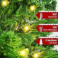 Vista 14 de Yaheetech Árbol de Navidad artificial preiluminado de 4.5 pies con luces blancas cálidas incandescentes, árbol de Navidad preiluminado completo