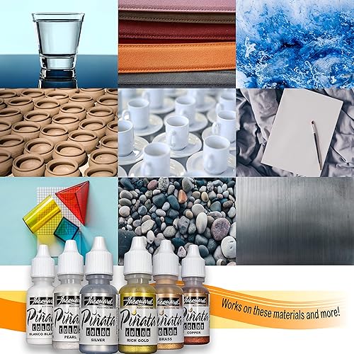 Miniatura 4 de Tinta de alcohol Jacquard Pinata – Paquete de colores de tinta de alcohol metálico – Hecho en Estados Unidos – Plata – Cobre – Perla – Latón – Oro