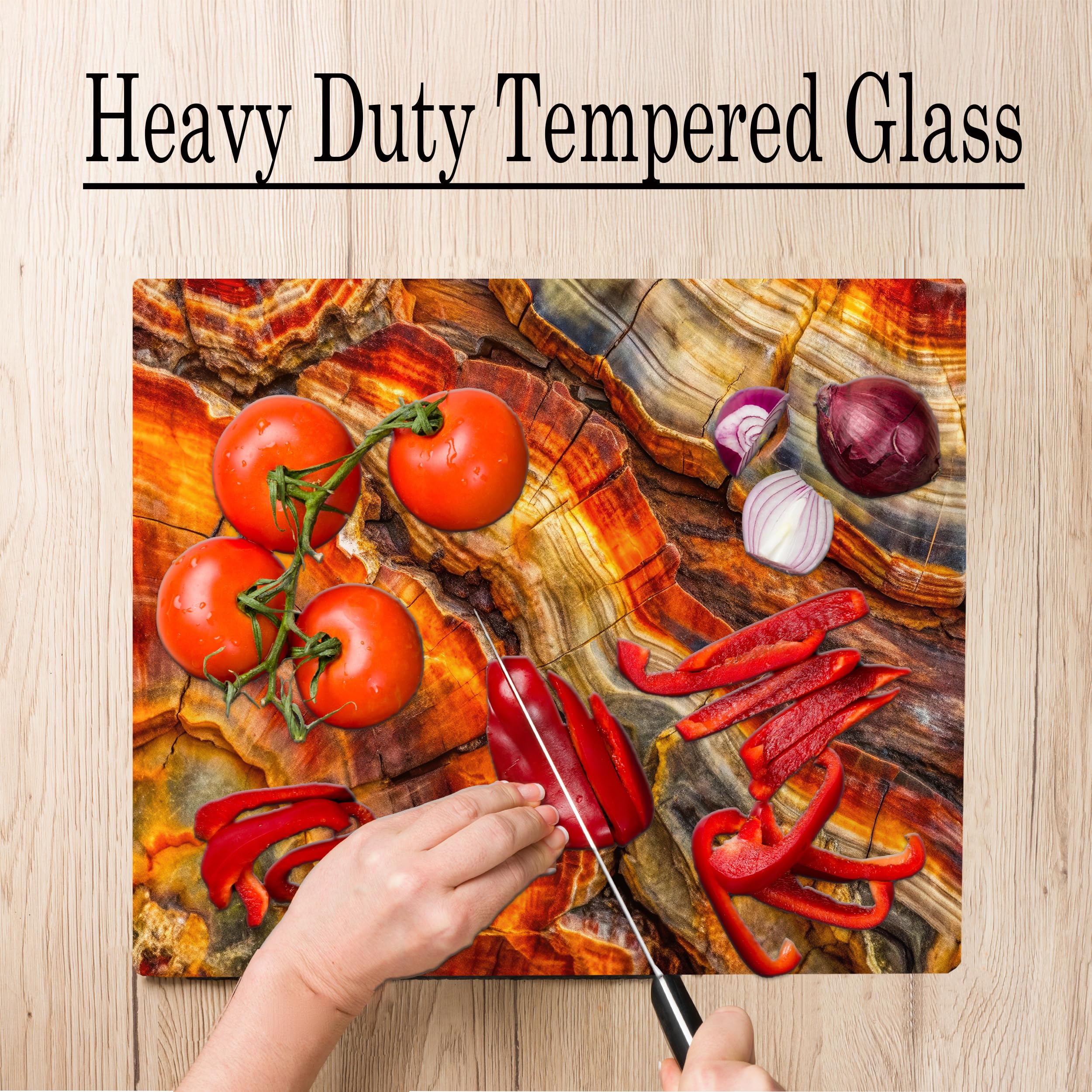 Planche à découper en verre d'agate pétrifiée en grain de bois - Cadeau décoratif - Pierre de granit marbrée - Cadeau pour sa maman et épouse