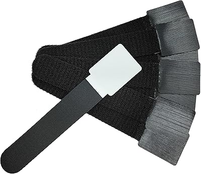 20 Pieces Adhesive Back Glue Hook and Loop at Same Side Cable Tie Cinch Straps Self Adhesive Cable Management Hook and Loop Tape for Wire Wall Desktop Car Home Office Supplies (20cm*4cm, Black)