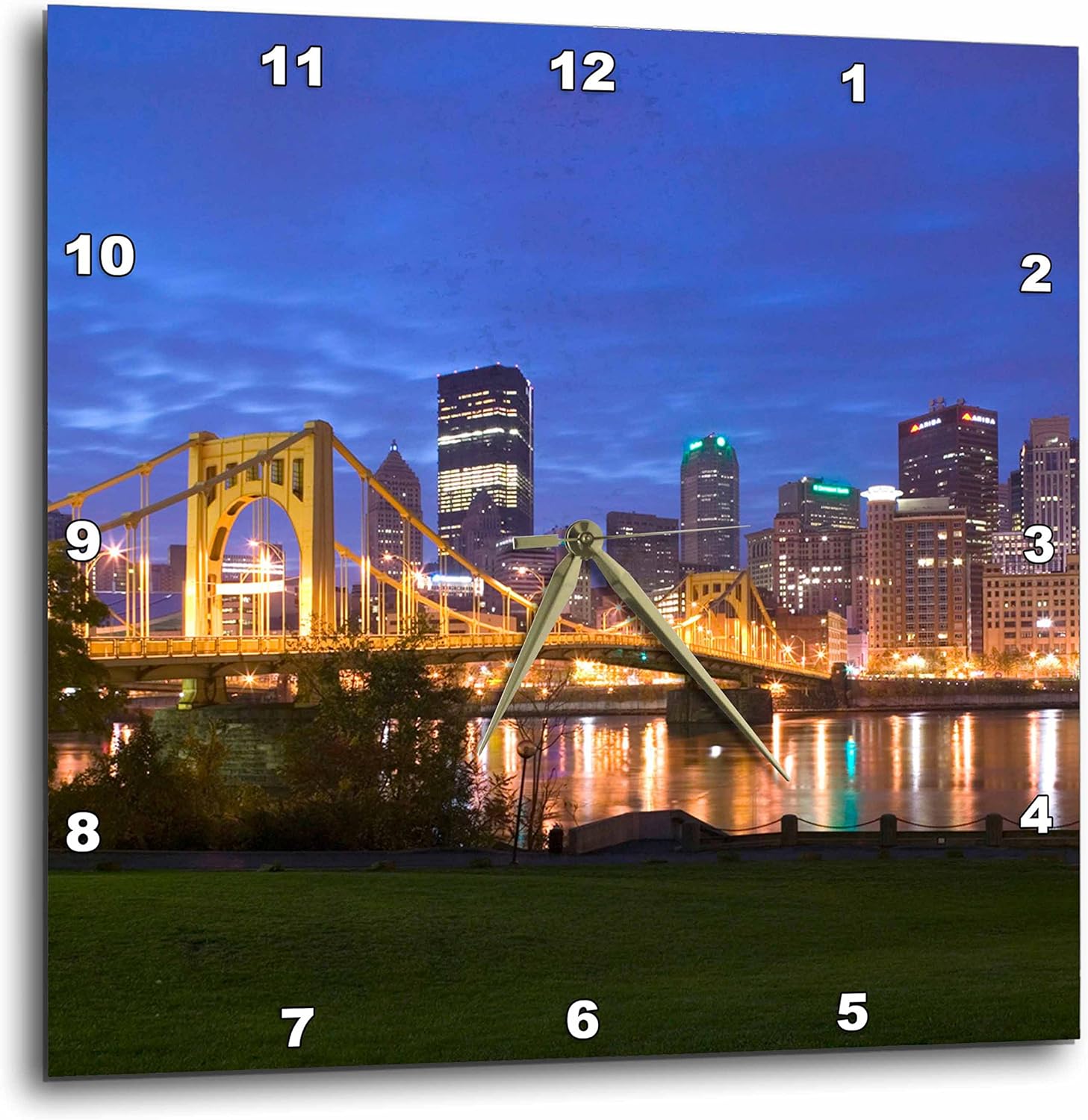 3dRose Pennsylvania, Pittsburgh City Skyline-US39 WBI0083-Walter Bibikow-Wall Clock, 15-inch (DPP_94229_3)