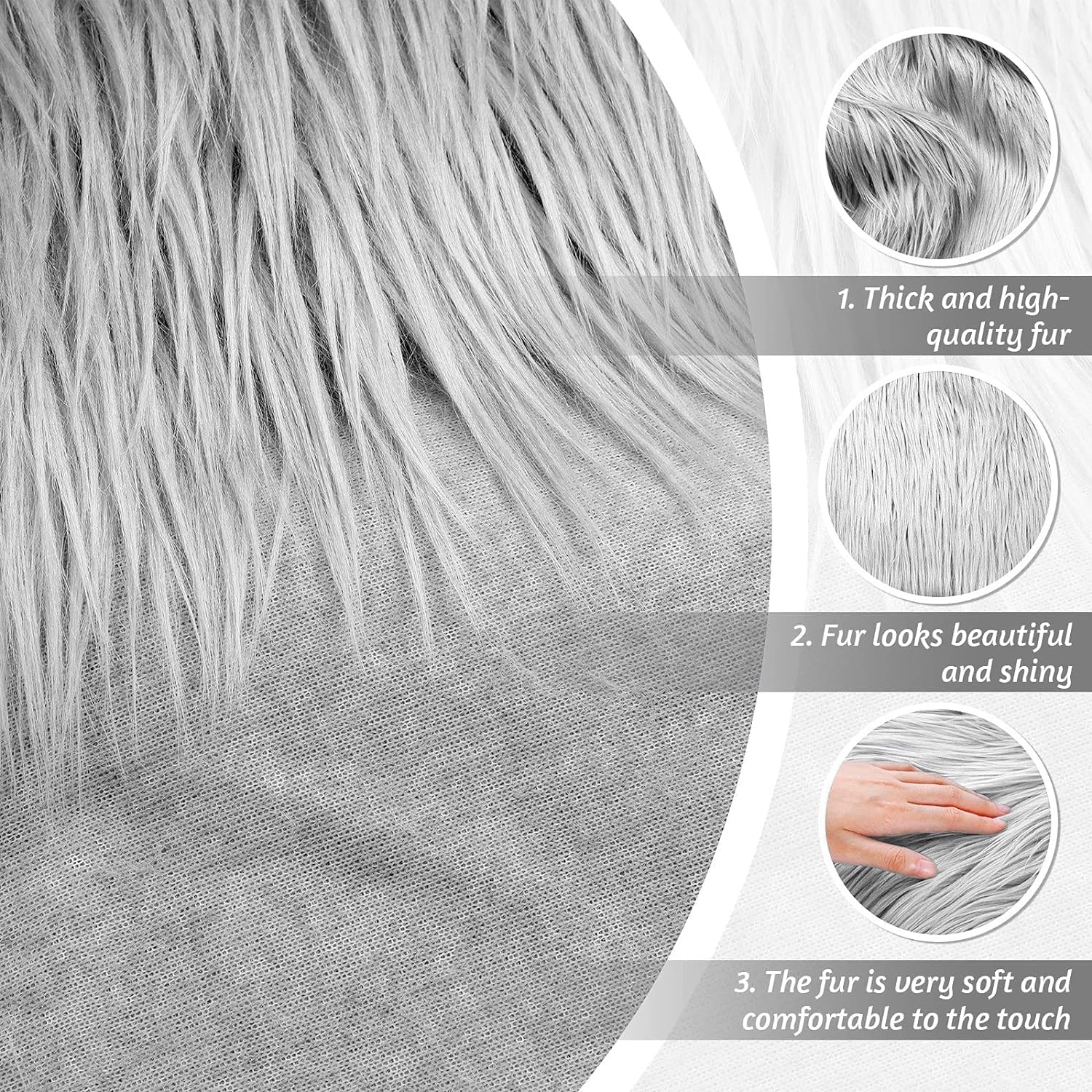 Kunstfell Stoff 5x150cm Weiß - Plüschstoff Für Basteln, Cosplay & Weihnachtsdekoration