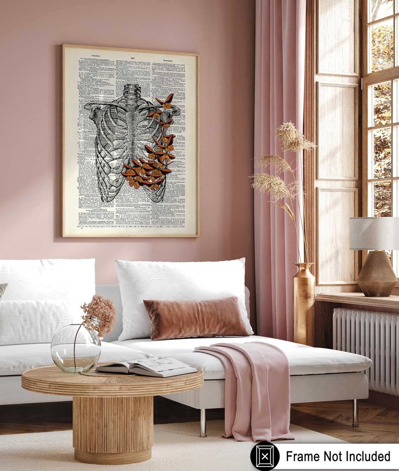Poster Master Butterflies and Ribcage Print - Skeleton Poster - Dictionary Art - Gift for Men, Women, Nurse, Doctor - Decor for Clinic, Hospital - 8x10 UNFRAMED Wall Art