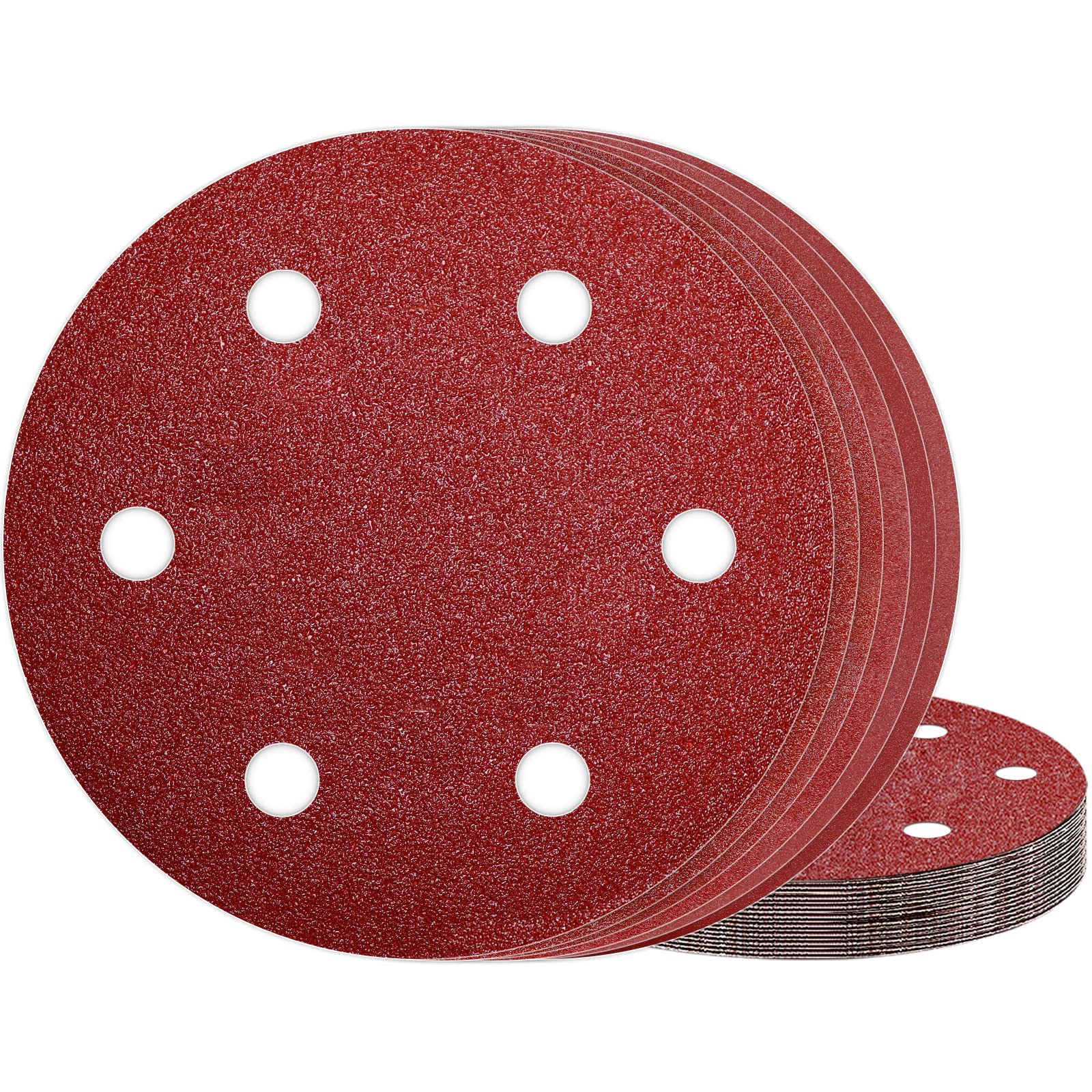 9 Inch 6 Hole Sanding Discs 40/60/80/120/150/240 Assorted Grit Hook and Loop for Drywall Sander (30PCS)