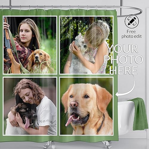 Miniatura 26 de LIVETTY Cortina de ducha personalizada, cortinas de ducha con foto personalizada, cortina de ducha personalizada de 72 x 72 pulgadas, añade tu Imagen