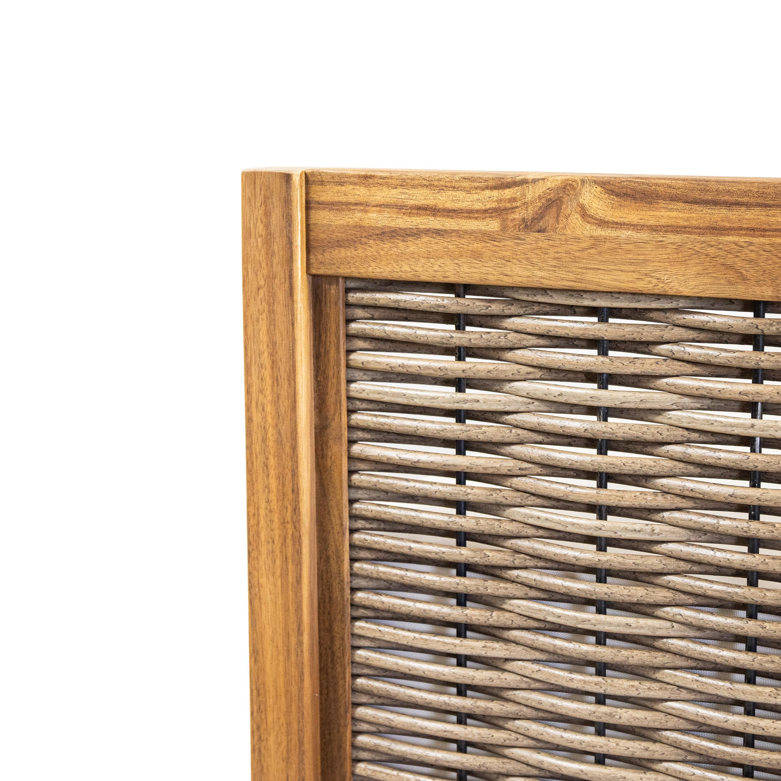 Kayiz - Juego de conversación de madera de acacia para patio, sofá biplaza al aire libre con mesa auxiliar, grupo de asientos para terraza de patio, detalles de ratán de 9