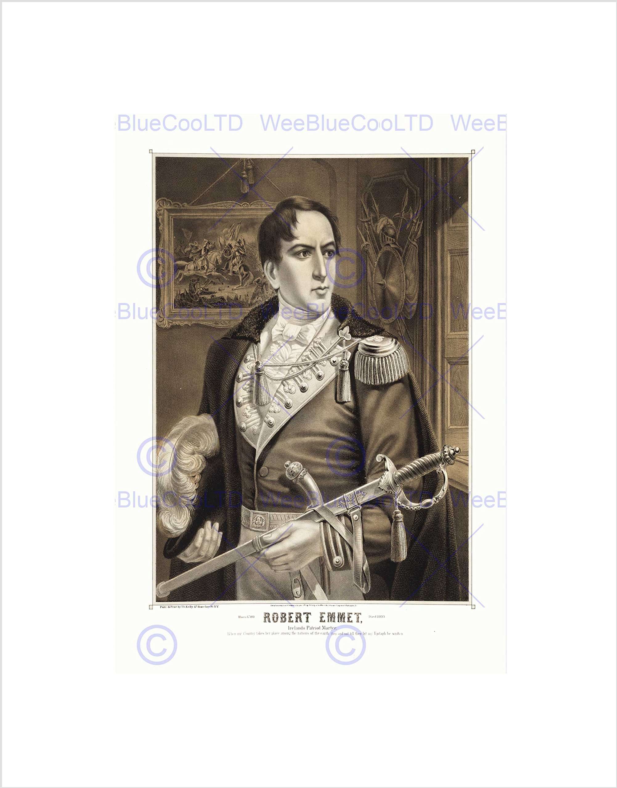 Wee Blue Coo PAINTINGS PORTRAIT ROBERT EMMET IRISH PATRIOT MARTYR HERO FRAMED PRINT B12X10971